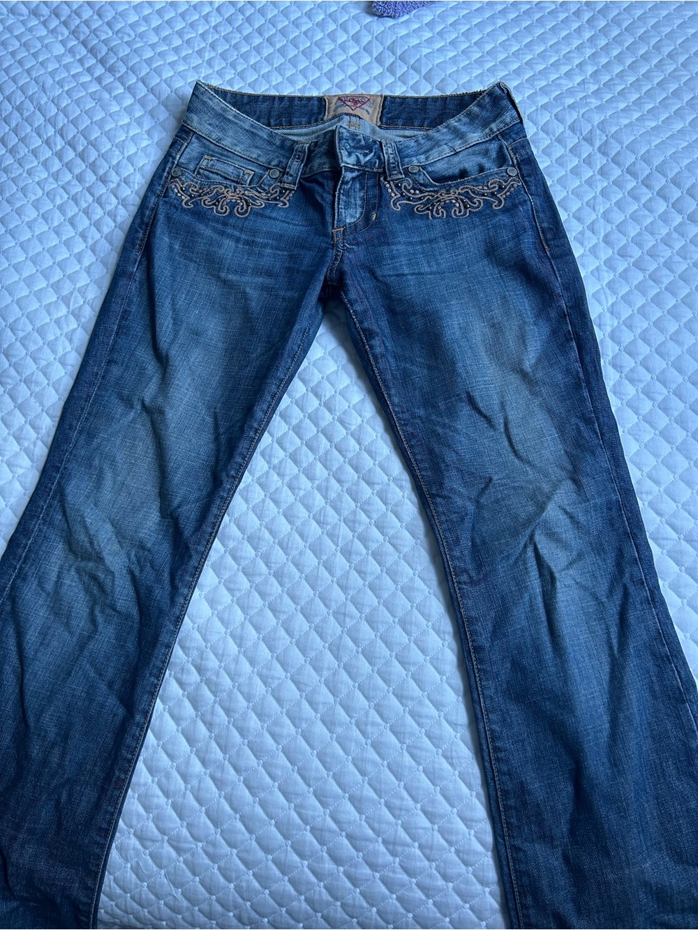 Guess Dark Blue Embroidered Bootcut Jeans